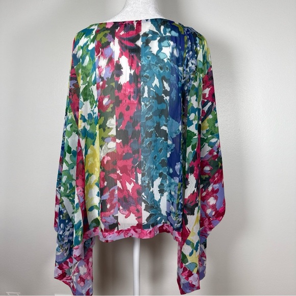 Chico's Allusice Floral Poncho Polyester Cape Sheer Lightweight Size S/M NWT - Picture 4 of 8